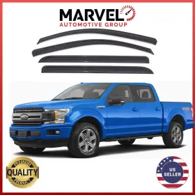Mvf15015 Marvel Automotive Group For Ford F-150 Crew Cab 2015-2020 Blacl Window Visor Rain Guard Deflectors