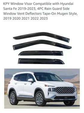 Mvsan19 Marvel Automotive Group New Window Visor Rain Guard Deflectors For Hyundai Santa Fe 2019-2023 4 Piece