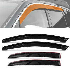 Thf3qs Maxpeedingrods 4x Window Visor Rain Guard Vent Set For Kia Rio 2018-2023 Black Tinted