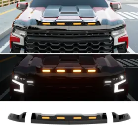 Menghe 733039557855 For 2019-2026 Chevy Silverado 1500 Hood Protector With Led Light Deflector Menghe 733039557855 For 2019-2026 Chevy Silverado 1500 Hood Protector With Led Light Deflector