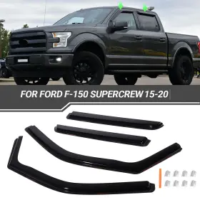 Cp-ad-1217 Mwmt Window Rain Guards Vent Visors Shade For 2015-2020 Ford F-150 F150 Supercrew