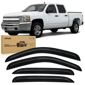 Vent-530 Nilight Tape-on Rain Guards Silverado/sierra 1500 Crew 2007-2013 Dark Smoke