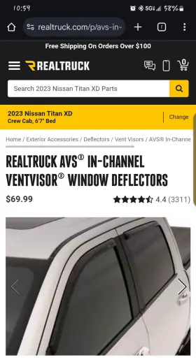 194977 Nissan Avs In-channel Dark Smoke Window Deflectors Titan And Xd Crew Cab