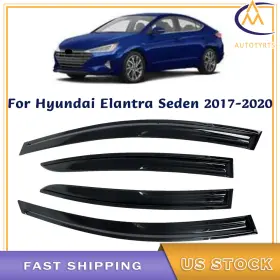 At1232364yt Nurniacl Door Window Vent Visor Deflector For Hyundai Elantra Sedan 2017-2020 Smoke Black