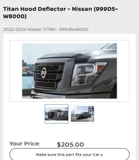 999d5-w8000 Oem 2022-2024 Nissan Titan Bug Deflector