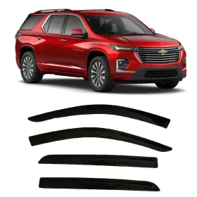 Ocvtvvs18 Olltoz 2018-2023 Tape-on Rain For Chevy Traverse Smoked Black Tinted