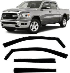 Odgrmvs19c Olltoz For Ram 1500 Crew Cab In-channel Window Visors Deflectors Rain Guards