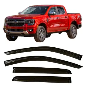 Olltoz Ofdrgvs24 2024-2025 Tape-on Side Window Visor Deflectors Rain Guards For Ford Ranger Xl