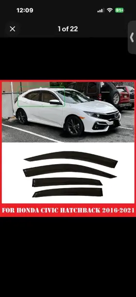 Ohocvhbvs16 Olltoz For Honda Civic Hatchback 2016-2021 Tinted Window Visors Deflectors Rain Guards