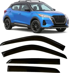 Oniksvs18 Olltoz For 18-24 Nissan Kicks Tape-on Rain Guards Side Window Visor Deflector Tinted