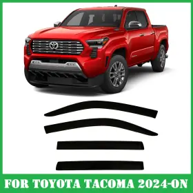 Olltoz Otytcvs24 For Toyota Tacoma 2024-2025 Smoke Tinted Window Visors Deflectors Rain Guards