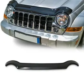 1712202 Omac Front Bug Shield Hood Deflector Guard For Jeep Liberty Kj 2002-2007 Black Smoke