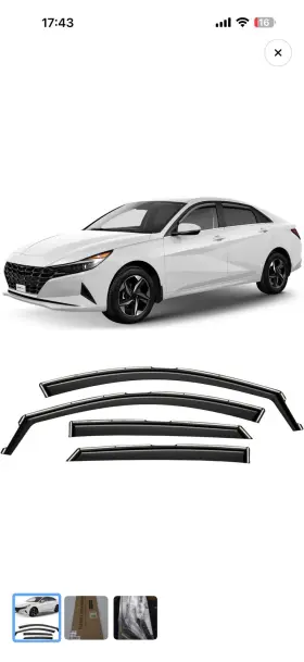 3253203 Omac Window Visor Vent Rain Guard Deflector For Hyundai Elantra 2021-2025 Smoke 4 Pcs