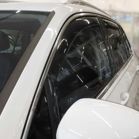7548fr17.034 Omac Window Visor Vent Rain Guard Deflector For Vw Tiguan 2018-2024 Black Smoke 4 Pcs