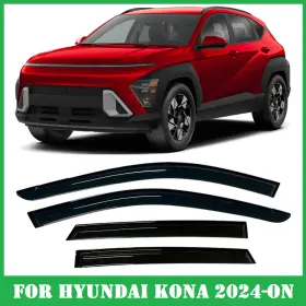 Hyknvs24 Optimal Smoke Tinted Window Visors Deflectors Rain Guards For Hyundai Kona 2024-2025