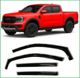 Ofdrgvs24c Optimal For Ford Ranger Supercrew 24-25 In-channel Window Visors Deflectors Rain Guard