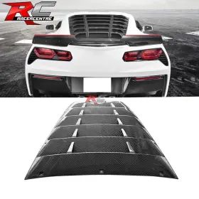 Wdlr-ccorv14-cfl Racercentre Fits 14-19 Chevy Corvette C7 Rear Window Louver Sun Shade Carbon Fiber Print