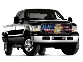 Bs-902-7-egasmk Robert James Enterprises Mesh Bug Screen 1999-04 Ford Super Duty Eagle Globe Anchor Usmc Smoke Flag