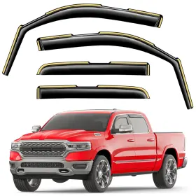 2-q04 Saleago Window Rain Guards Fit For 2019-2026 Dodge Ram 1500 Crew Cab 4 Pcs Truck