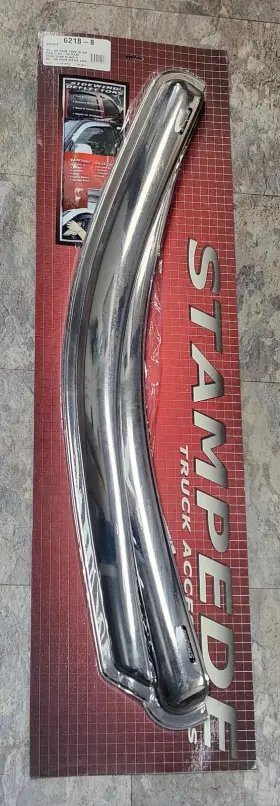 6218-8 Stampede New 02-08 Dodge Ram 1500 Quad Cab 2pc Sidewind Deflectors Chrome
