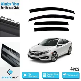 Syneticusa Wv-civ164d Fit 2016-2021 Civic Sedan 4 Door Smoke Window Visors Vent Shade Sun Rain Guard