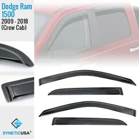 Syneticusa Wv-ram09-crw Fit 2009-2018 Dodge Ram 1500 Crew Cab Window Visor Deflector Shade Rain Guard