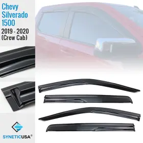 Syneticusa Wv-sil19-crw Fit 2019-2025 Silverado 1500 Crew Cab Window Visor Deflector Shade Rain Guard