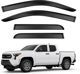 Qyd-taco24-wt-bk Techpicco Tape-on Window Rain Guards Shade Deflectors For Tacoma 2024 2025