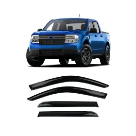 Tes-188 Tesmirror Smoke Tinted Tape-on Side Window Vent Visor Deflectors Rain Guards Compatible