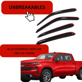 Unbrk1924silvcrew Unbreakables 2019-24 Chevy Silverado Crew Cab Tape-on Window Visors Rain Guards
