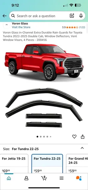 200456 Voron Glass In-channel Rain Guards For Toyota Tundra 2022-2025 Double Cab