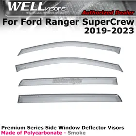 3-847fd023 Wellvisors Rain Guards Deflectors For 19-23 Ford Ranger Supercrew Premium Visors