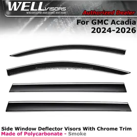 3-847gm004 Wellvisors Window Visors For 2024-2026 Gmc Acadia Chrome Trim