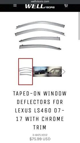 3-847lx012 Wellvisors Window Visors 07-17 For Lexus Ls460 Side Deflectors Chrome