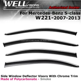 3-847mb032 Wellvisors Window Visors For 07-13 S500 S550 S600 S63 S65 Chrome Trim
