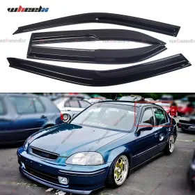 Wheelx 96-00 4dr For 1996-2000 Honda Civic 4-door Sedan Jdm Mugen Style Window Rain Guard Visors