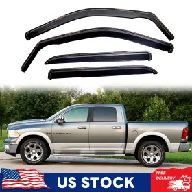 Hy011158 Xyberautoparts In-channel For Dodge Ram Crew Cab 09-18 Rain Guard Window Visor Wind Deflector