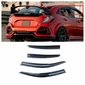 Yc-16civic-wvd-sm Youngercar For Honda Civic Fk7 Fk4 2017-2021 Window Visor Rain Guard Deflectors Dark Smoke
