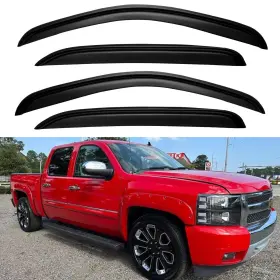 Y005cgas Yqautec Window Visors Rain Guards For 2007-2013 Silverado/sierra Crew Cab Smoked