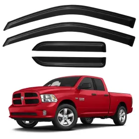 Y237dr Yqautec Window Visors Rain Guards For 2009-2018 Ram 1500 Quad Cab Dark Smoke Tinted