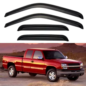 Yd-014-p Yqautec Window Visors Rain Guards For 1999-2007 Silverado/sierra Ext Cab Smoked