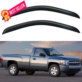 Yqautec Yd-016 Window Visors 2007-2013 Silverado/sierra 1500 Regular Cab Dark Smoke Tinted