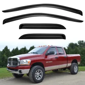 Yd-030-p Yqautec Window Visors Rain Guards For 2002-2008 Ram 1500 Quad Cab Smoked