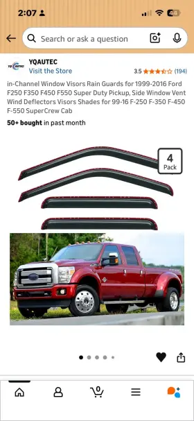 Yd-138 Yqautec In-channel Visor Rain Guards For 99 -16 Ford F250 - F550 Super Crew Cab