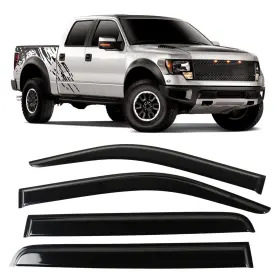 Qmp-g01h0605 Zdkk 4pcs Window Visors Deflectors Vent Guards Sun Wind Rain Shield F150 Crew