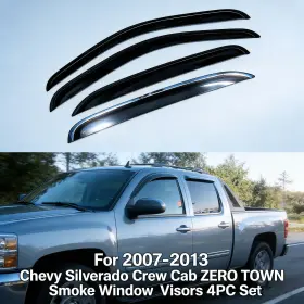 Chvsil07cf Zero Town For 2007 - 2013 Chevy Silverado Crew Cab Smoke Window Visors 4pc Set