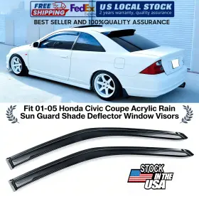 Fz-wd-hc012 Zero Town Fit 01-05 Honda Civic Coupe Acrylic Rain Sun Guard Shade Deflector Window Visors