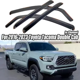 Ztt Hy006722 In-channel Wind Rain Guard Vent Deflector For 2016-2023 Toyota Tacoma Double Cab
