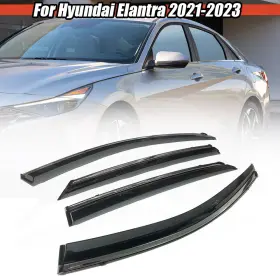 Hy007023 Ztt For Hyundai Elantra 2021-2025 Rain Guard Vent Deflector Sun Shade Chrome Trim