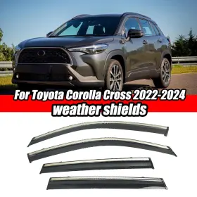 Hy007531 Ztt Window Vent Visors Rain Guards With Chrome Trim Fit Toyota Corolla Cross 2022-2024